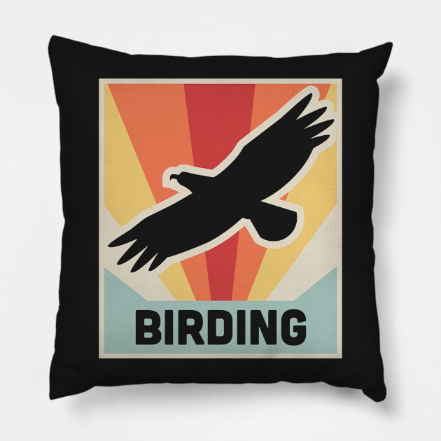 BIRDING | Vintage Style Bird Watching Poster Pillow by MeatMan