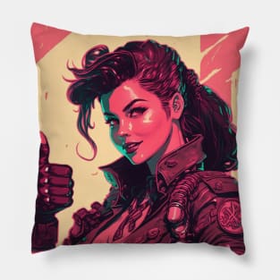 80s Fallout Thumbs Up Vault Girl Pillow