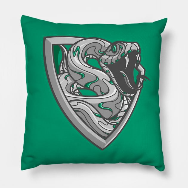 silver and emerald serpent shield of ambition Pillow by FamiFriki_V