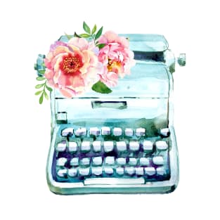 Watercolor typewriter with flowers T-Shirt