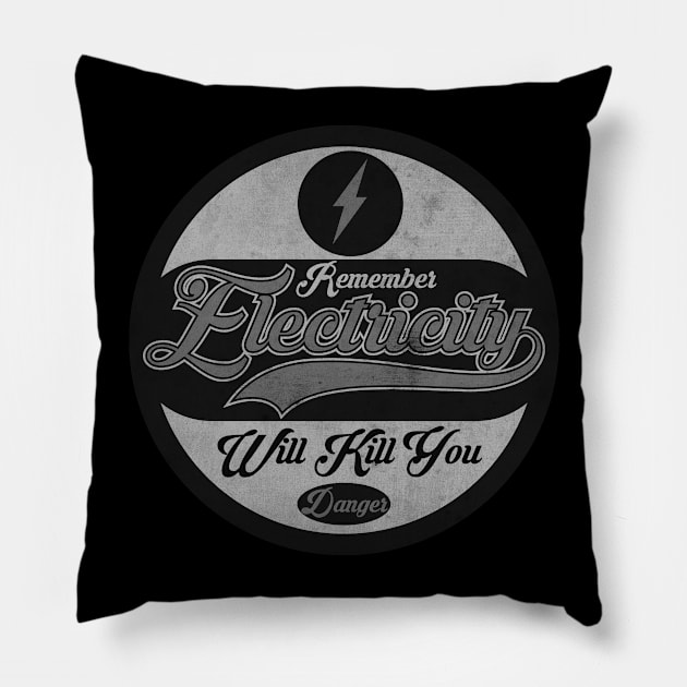 Electricity Danger BW Pillow by CTShirts