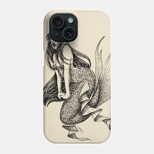 Elegent Mermaid (B&W- full transparent) Phone Case