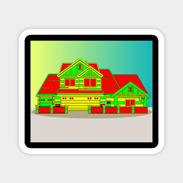 Illustration Dream House Villa Color Effects Magnet by flofin