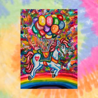 Flying Rainbow Balloon Horse Dream T-Shirt