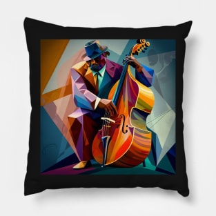 Abstract Art - a man playing cello, JAZZ man Pillow