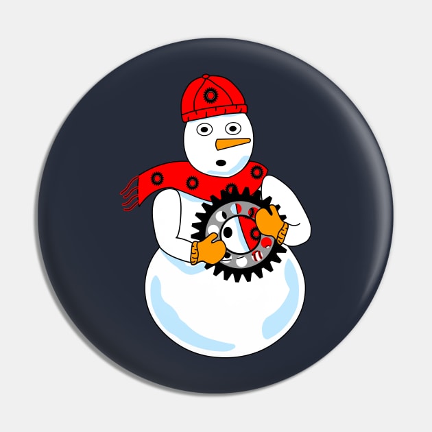 Mechanical Snowman Pin by Barthol Graphics