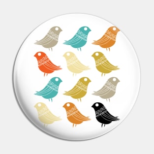 Colorful Birds Mid Century Modern Pin