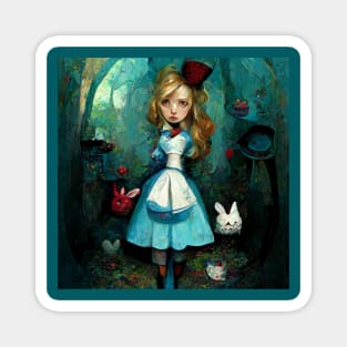 A representation of Alice surrounded by wonderful things. Magnet