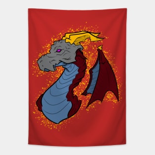 Dragon Bust Red and Blue Tapestry