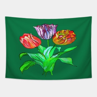 Tulip Trio Colorful Artistic Flowers Vector Tapestry