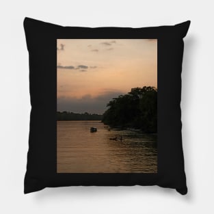 Sunset on the Amazon river Pillow