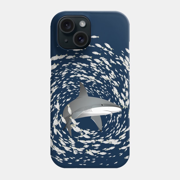 Shark and school of fish Phone Case by Zolinstudio