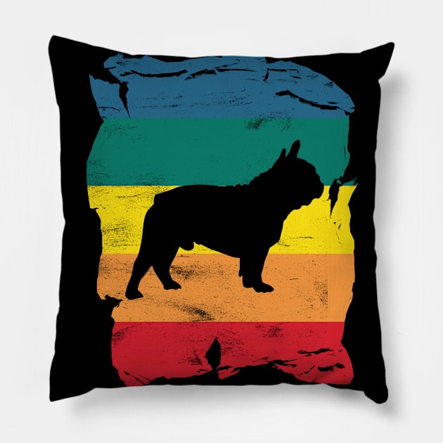 French Bulldog Distressed Vintage Retro Silhouette Pillow by DoggyStyles