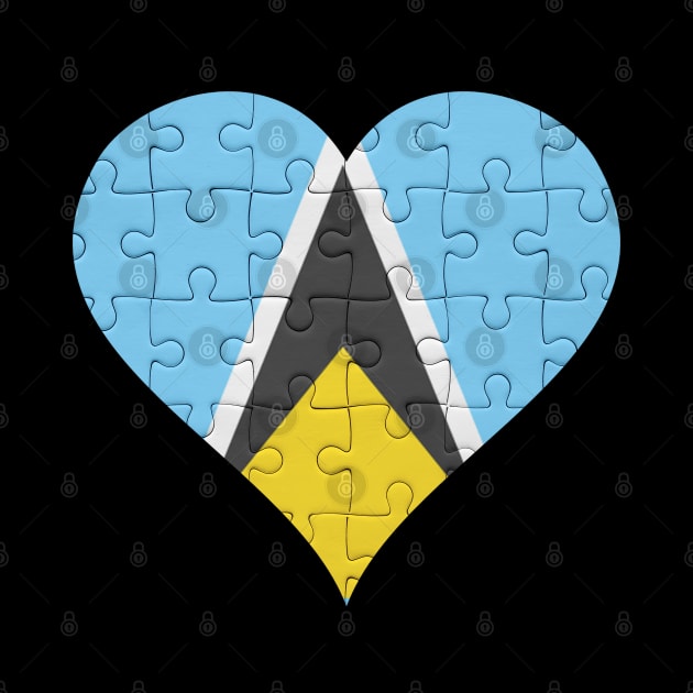 St Lucian Jigsaw Puzzle Heart Design - Gift for St Lucian With St Lucia Roots by Country Flags