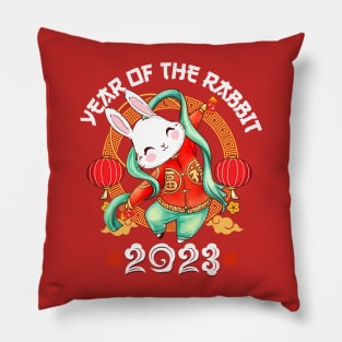 Dabbing Bunny Zodiac Chinese New Year of The Rabbit 2023 Pillow