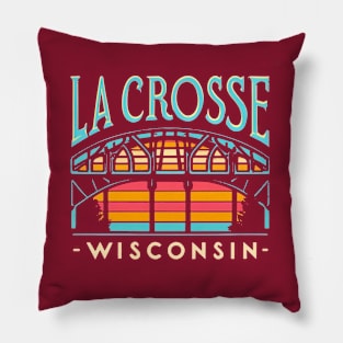 La Crosse Wisconsin Blue Bridge Sunset Graphic Pillow