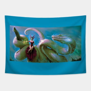 Snake Guardian and Girl Tapestry