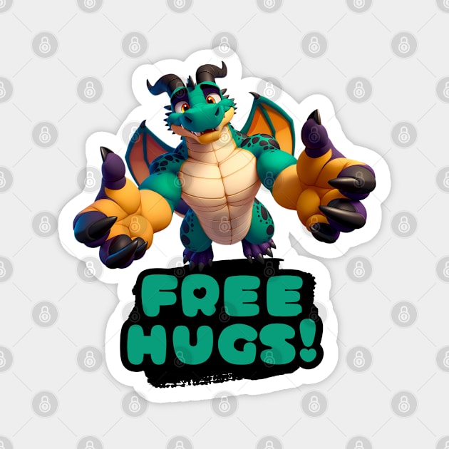 Free Hugs From A Scalie Anthro Dragon Magnet by Blue Bull Bazaar