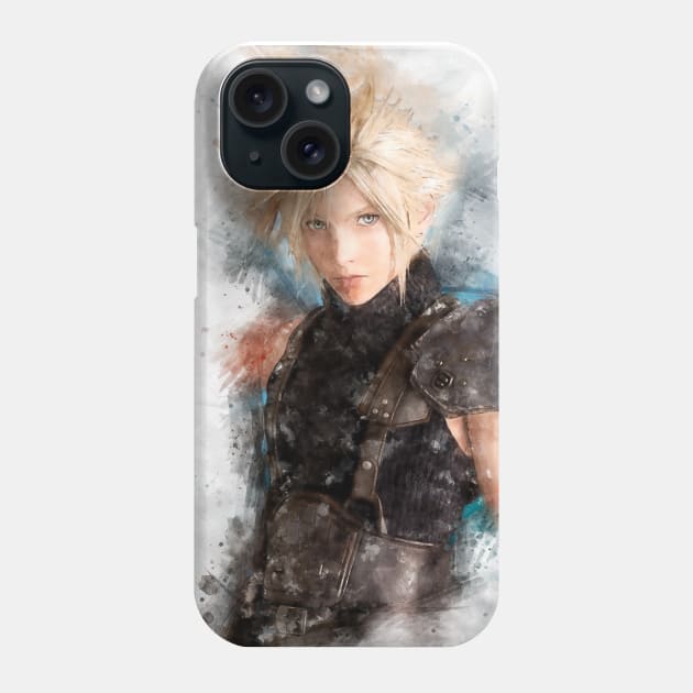 Cloud Strife watercolor Phone Case by PetsArt