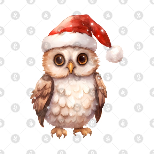 Great Horned Owl in Santa Hat by Chromatic Fusion Studio