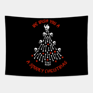 Gothic Skull Christmas Tree Spooky Christmas Tapestry