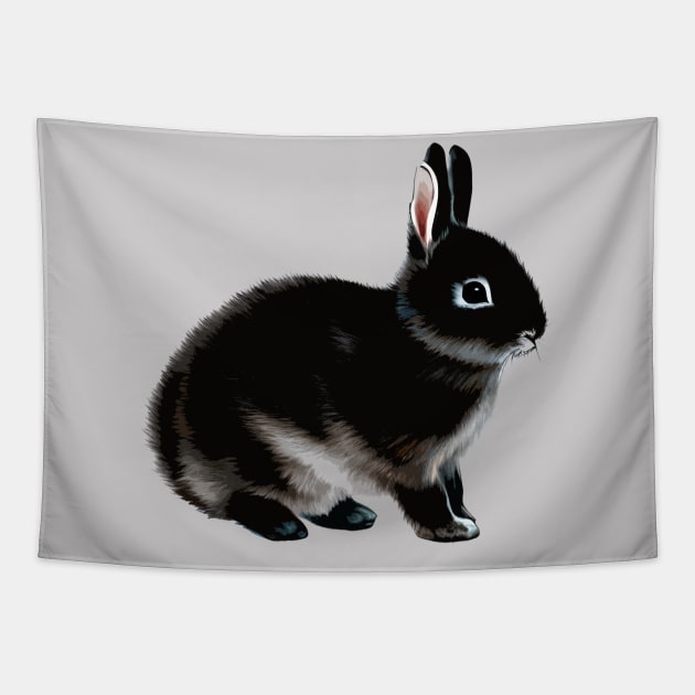 Black Otter Netherland Dwarf Rabbit Bunny Tapestry by wigobun