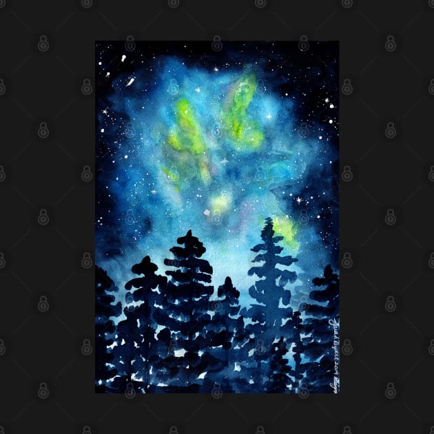 Starry Night sky in a pine forest by Peleegirl