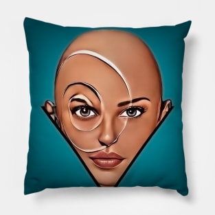 Bald woman. Modern art Pillow