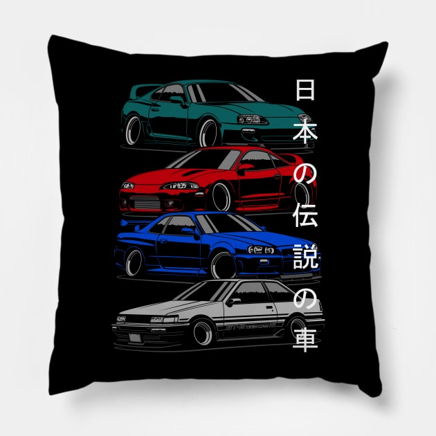 Japanese legendary cars Pillow by Markaryan