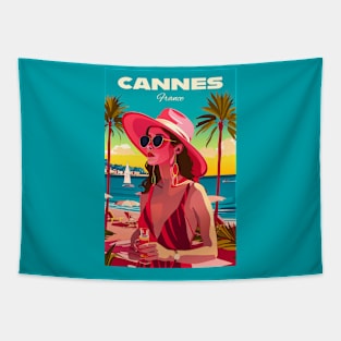 Cannes, France, Vintage Travel Poster Tapestry