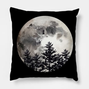 Nigth sky and moon in forest Pillow