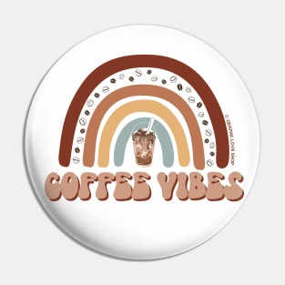 Coffee Vibes Retro Rainbow © GraphicLoveShop Pin