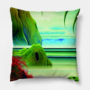 Green Jungle In The Sea Pillow