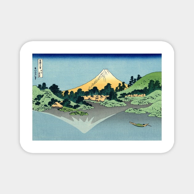 Mount Fuji reflects in Lake Kawaguchi, seen from the Misaka Pass in Kai Province - Katsushika Hokusai Magnet by themasters