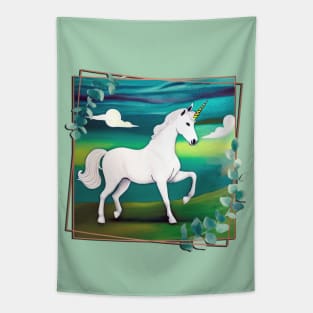 Unicorn in a Spring Field back version (MD23Ar006b) Tapestry