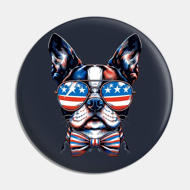 Boston Terrier Dog Sunglasses American Flag 4th of July Pin by karishmamakeia