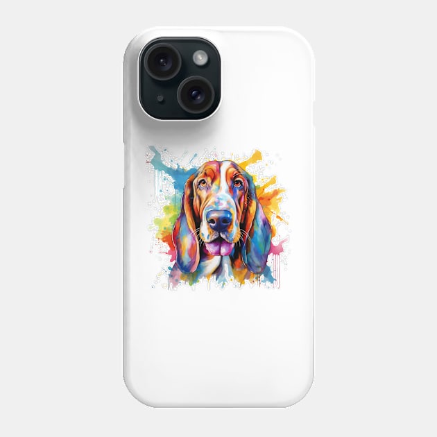 Basset Hound Splash AI Art Phone Case by CunninghamWatercolors