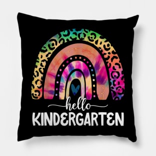 Hello Kindergarten Teacher Leopard Rainbow Back To School Pillow