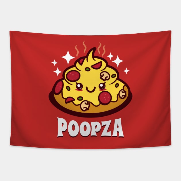 Funny Cute Kawaii Pizza Kawaii Poop Original Cartoon For Kids Tapestry by BoggsNicolas