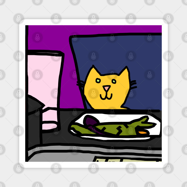 Cat At A Table Cat Magnet Teepublic