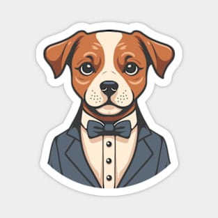 Cute Dog Wearing Suit Magnet