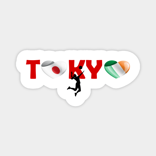 Sports games in Tokyo: Volleyball team from Ireland (IE) Magnet by ArtDesignDE