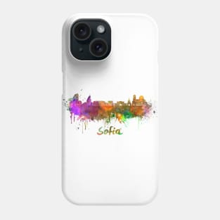 Sofia skyline in watercolor Phone Case