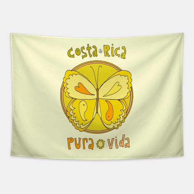 Pura Vida Costa Rica Butterfly Peaceful Good Vibes Tapestry by surfybirdy