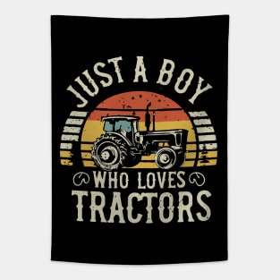 Just A Boy Who Loves Tractors. Kids Farm Lifestyle Tapestry
