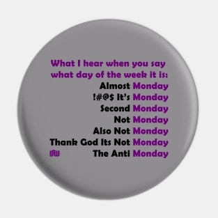 Days of the Week Pin