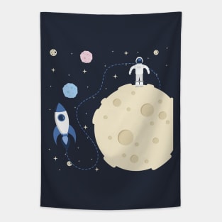 Moon Man Space Suit Rocket Ship Astronaut Lunar Landing Art Tapestry