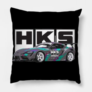 HKS White logo A90 supra Drift Car Pillow