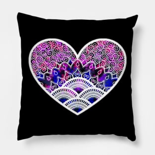 Illustrated heart white Pillow