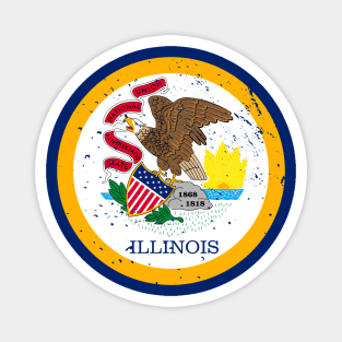 Retro Illinois State Flag // Vintage Illinois Grunge Emblem Magnet